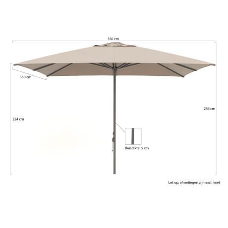 Shadowline Cuba parasol 350x350cm - Laagste prijsgarantie! afbeelding2 - 1