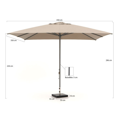 Shadowline Cuba parasol 350x350cm - Laagste prijsgarantie! afbeelding2 - 1