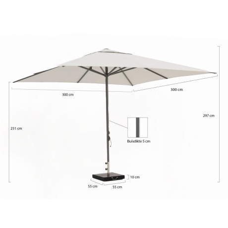 Shadowline Cuba parasol 350x350cm - Laagste prijsgarantie! afbeelding2 - 1