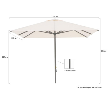Shadowline Cuba parasol 350x350cm - Laagste prijsgarantie! afbeelding2 - 1