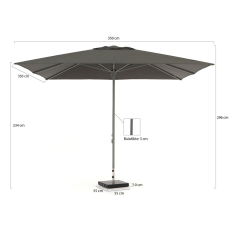 Shadowline Cuba parasol 350x350cm - Laagste prijsgarantie! afbeelding2 - 1