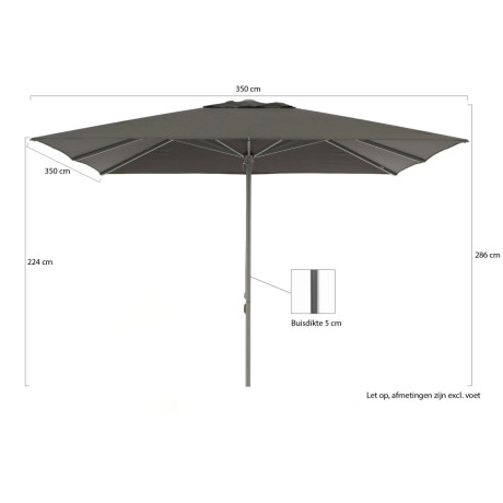 Shadowline Cuba parasol 350x350cm - Laagste prijsgarantie! afbeelding2 - 1