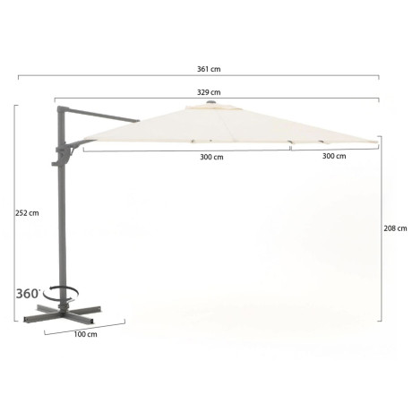 Shadowline Francisco zweefparasol 300x300cm - Laagste prijsgarantie! afbeelding2 - 1