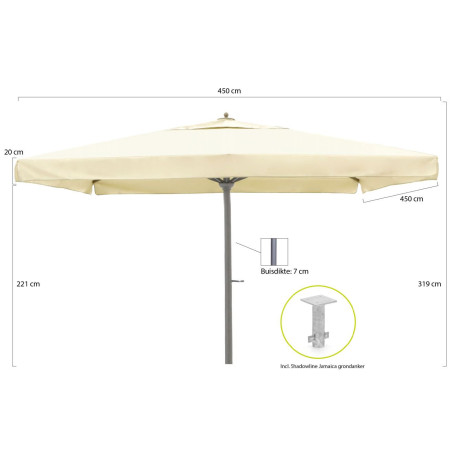 Shadowline Jamaica parasol 450x450cm - Laagste prijsgarantie! afbeelding2 - 1
