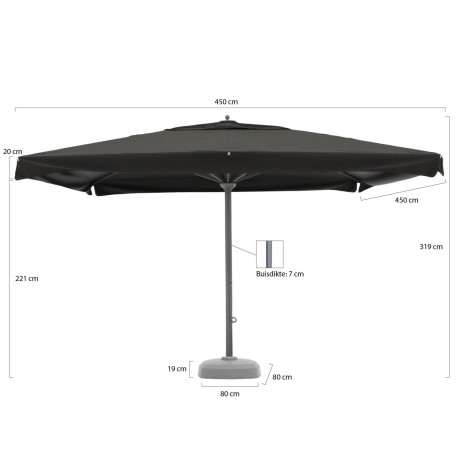 Shadowline Java parasol 450x450cm - Laagste prijsgarantie! afbeelding2 - 1