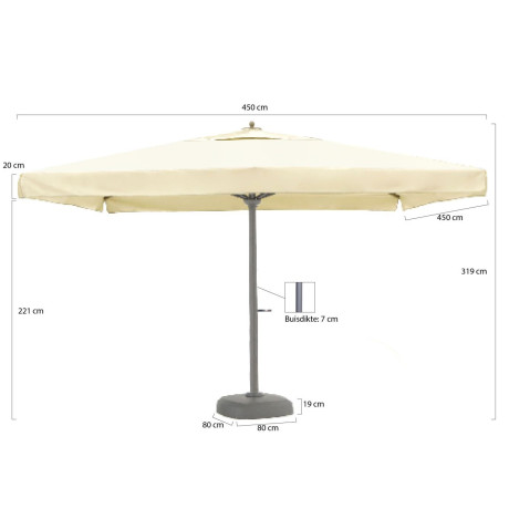 Shadowline Java parasol 450x450cm - Laagste prijsgarantie! afbeelding2 - 1