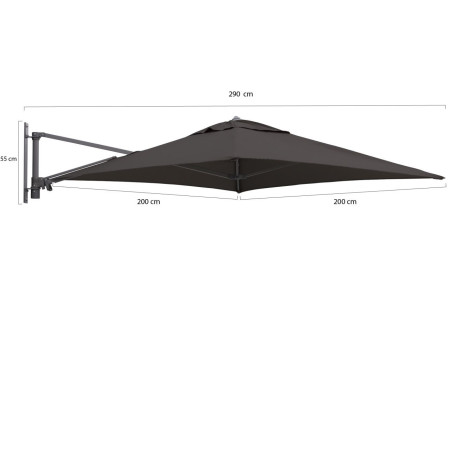 Shadowline muurparasol 200x200cm - Laagste prijsgarantie! afbeelding2 - 1