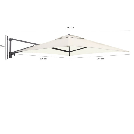 Shadowline muurparasol 200x200cm - Laagste prijsgarantie! afbeelding2 - 1