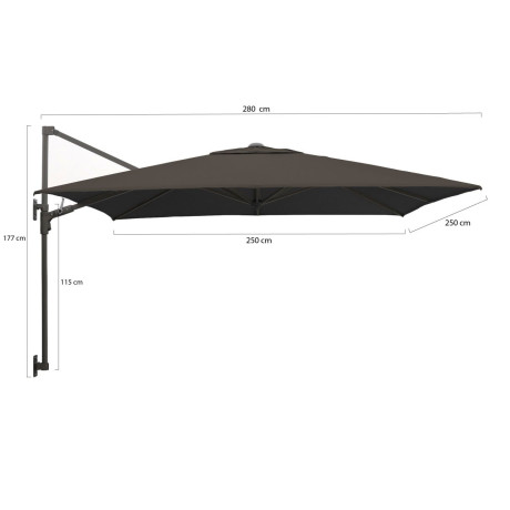 Shadowline muurparasol 250x250cm - Laagste prijsgarantie! afbeelding2 - 1