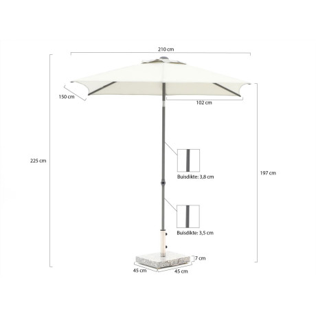 Shadowline Push-up parasol 210x150cm - Laagste prijsgarantie! afbeelding2 - 1