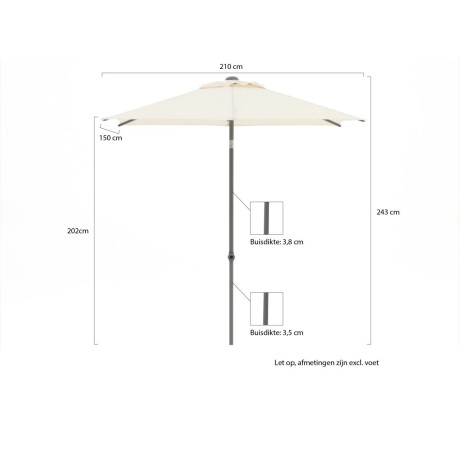 Shadowline Push-up parasol 210x150cm - Laagste prijsgarantie! afbeelding2 - 1