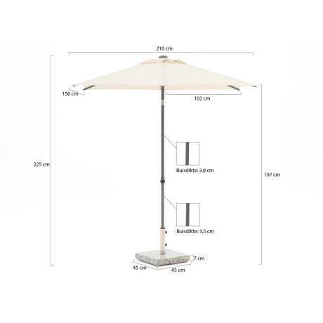 Shadowline Push-up parasol 210x150cm - Laagste prijsgarantie! afbeelding2 - 1