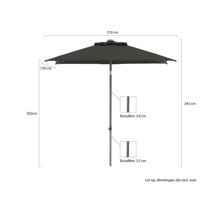 Shadowline Push-up parasol 210x150cm - Laagste prijsgarantie! afbeelding2 - 1