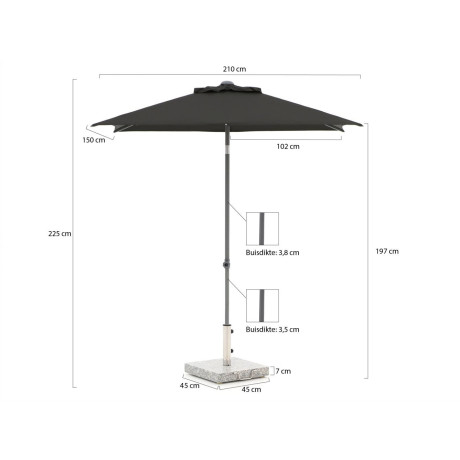 Shadowline Push-up parasol 210x150cm - Laagste prijsgarantie! afbeelding2 - 1