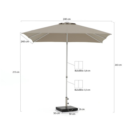 Shadowline Push-up parasol 240x240cm - Laagste prijsgarantie! afbeelding2 - 1