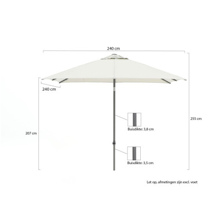 Shadowline Push-up parasol 240x240cm - Laagste prijsgarantie! afbeelding2 - 1