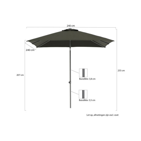 Shadowline Push-up parasol 240x240cm - Laagste prijsgarantie! afbeelding2 - 1