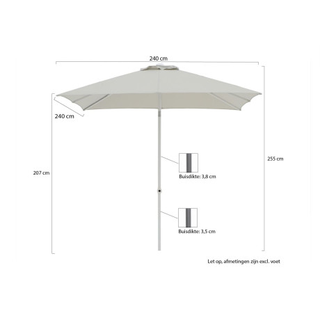 Shadowline Push-up parasol 240x240cm - Laagste prijsgarantie! afbeelding2 - 1