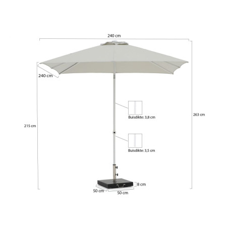 Shadowline Push-up parasol 240x240cm - Laagste prijsgarantie! afbeelding2 - 1