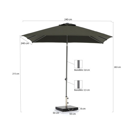 Shadowline Push-up parasol 240x240cm - Laagste prijsgarantie! afbeelding2 - 1