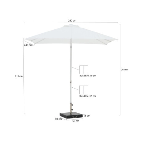 Shadowline Push-up parasol 240x240cm - Laagste prijsgarantie! afbeelding2 - 1