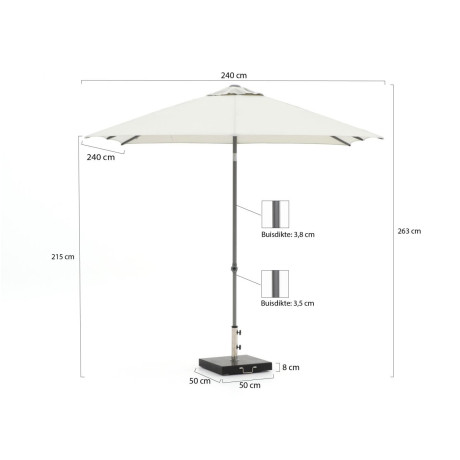 Shadowline Push-up parasol 240x240cm - Laagste prijsgarantie! afbeelding2 - 1