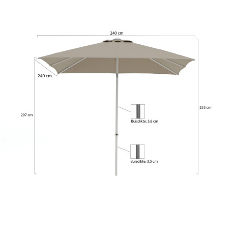 Shadowline Push-up parasol 240x240cm - Laagste prijsgarantie! afbeelding2 - 1