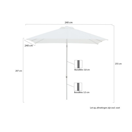 Shadowline Push-up parasol 240x240cm - Laagste prijsgarantie! afbeelding2 - 1