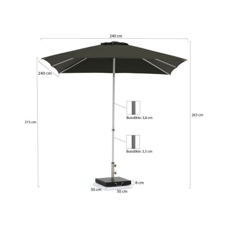 Shadowline Push-up parasol 240x240cm - Laagste prijsgarantie! afbeelding2 - 1