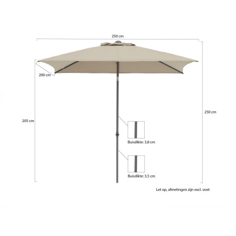 Shadowline Push-up parasol 250x200cm - Laagste prijsgarantie! afbeelding2 - 1