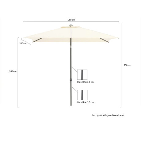 Shadowline Push-up parasol 250x200cm - Laagste prijsgarantie! afbeelding2 - 1