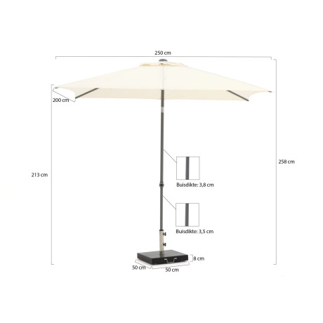 Shadowline Push-up parasol 250x200cm - Laagste prijsgarantie! afbeelding2 - 1