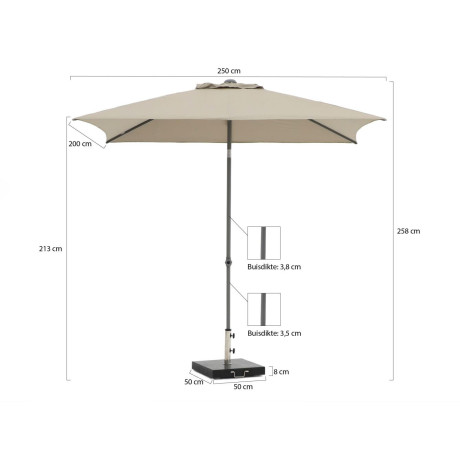 Shadowline Push-up parasol 250x200cm - Laagste prijsgarantie! afbeelding2 - 1