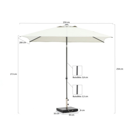 Shadowline Push-up parasol 250x200cm - Laagste prijsgarantie! afbeelding2 - 1