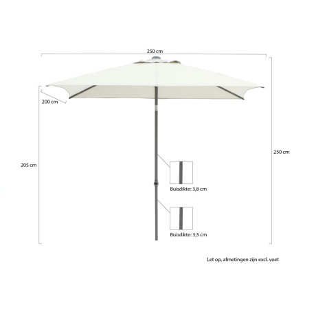 Shadowline Push-up parasol 250x200cm - Laagste prijsgarantie! afbeelding2 - 1