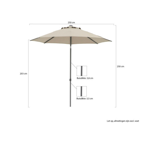 Shadowline Push-up parasol ø 250cm - Laagste prijsgarantie! afbeelding2 - 1