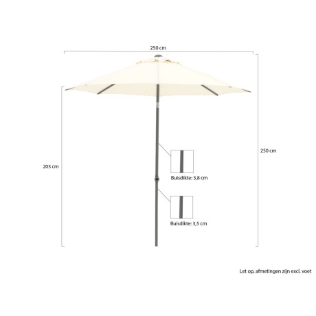 Shadowline Push-up parasol Ø 250cm - Laagste prijsgarantie! afbeelding2 - 1