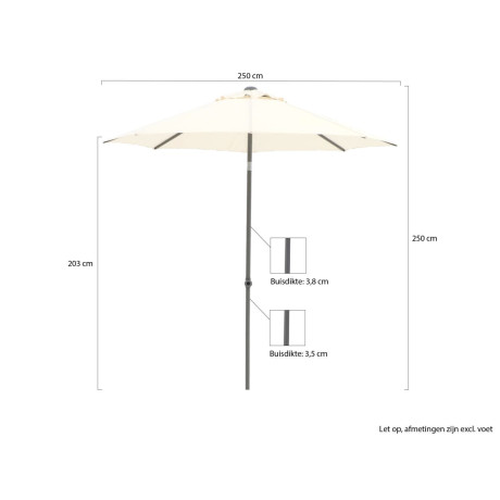 Shadowline Push-up parasol ø 250cm - Laagste prijsgarantie! afbeelding2 - 1