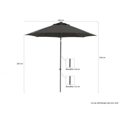 Shadowline Push-up parasol ø 250cm - Laagste prijsgarantie! afbeelding2 - 1