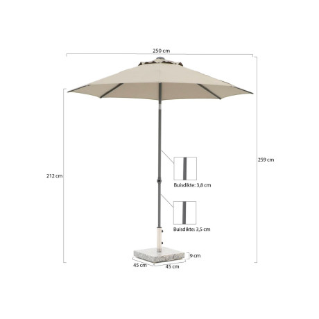 Shadowline Push-up parasol ø 250cm - Laagste prijsgarantie! afbeelding2 - 1