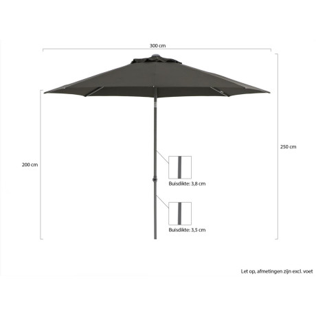 Shadowline Push-up parasol ø 300cm - Laagste prijsgarantie! afbeelding2 - 1