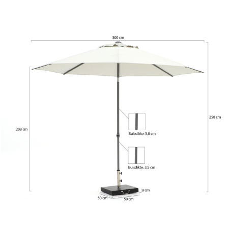 Shadowline Push-up parasol ø 300cm - Laagste prijsgarantie! afbeelding2 - 1