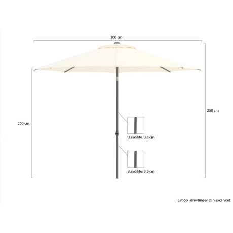 Shadowline Push-up parasol ø 300cm - Laagste prijsgarantie! afbeelding2 - 1