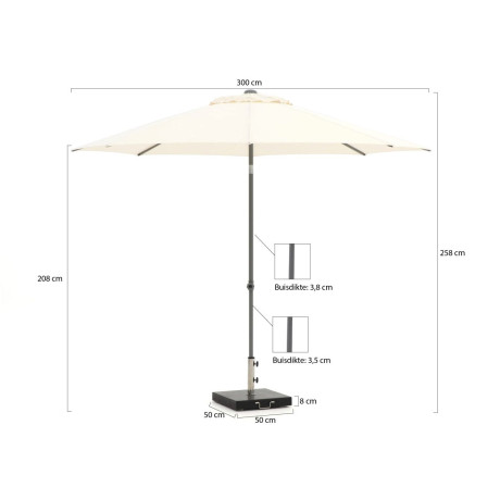 Shadowline Push-up parasol ø 300cm - Laagste prijsgarantie! afbeelding2 - 1