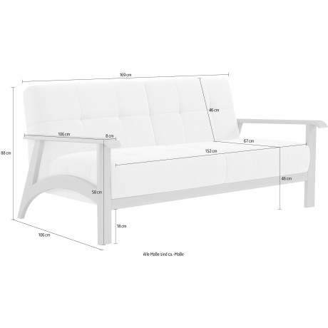 sit&more 2,5-zitsbank Billund Armleuningen van eikenkleurig beukenhout, verschillende bekledingen en kleuren afbeelding2 - 1