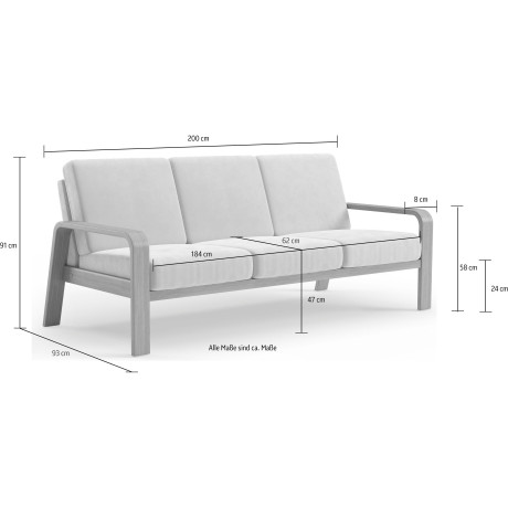 sit&more 3-zitsbank Kolding Armleuningen van eikenkleurig beukenhout, verschillende bekledingen en kleuren afbeelding2 - 1