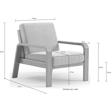 sit&more Fauteuil Kolding Armleuningen van natuurlijk beukenhout, verschillende bekledingen en kleuren afbeelding2 - 1