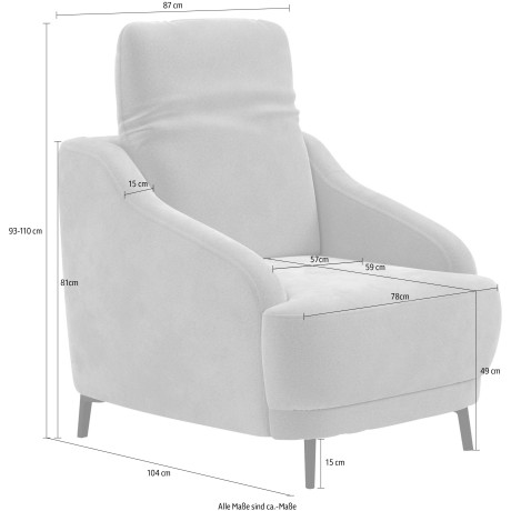 sit&more Fauteuil Blues met metalen poten, matzwart (1 stuk) afbeelding2 - 1