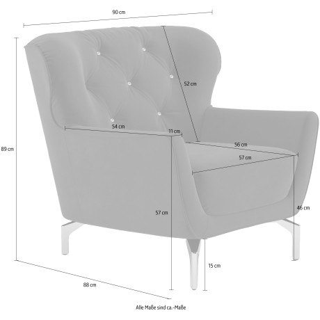 sit&more Fauteuil Orient 3 V inclusief 1 sierkussen met strassteentjes, goudkleurige metalen poten afbeelding2 - 1