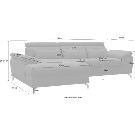 sit&more Hoekbank Cabrio L-vorm met verstelbare zitdiepte en armleuning en binnenvering, 2 lendenkussens afbeelding2 - 1